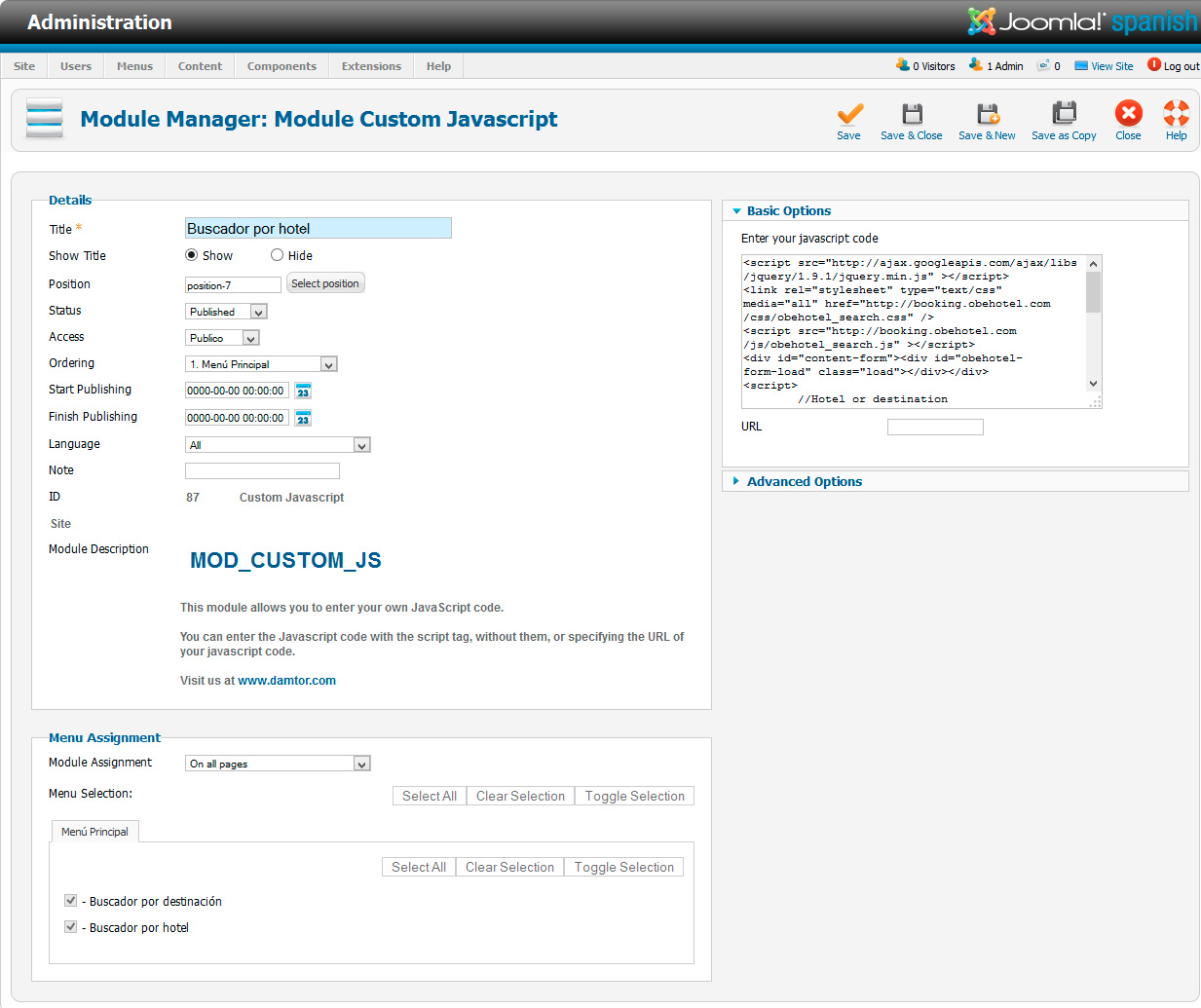 Joomla Ejemplo Custom Javascript